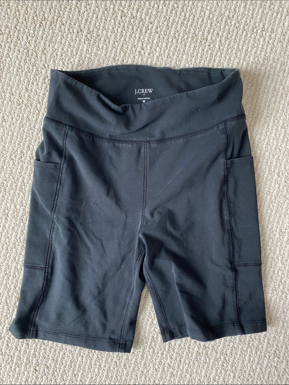 J. Crew Black High-Waist Bike Shorts with Side Pockets